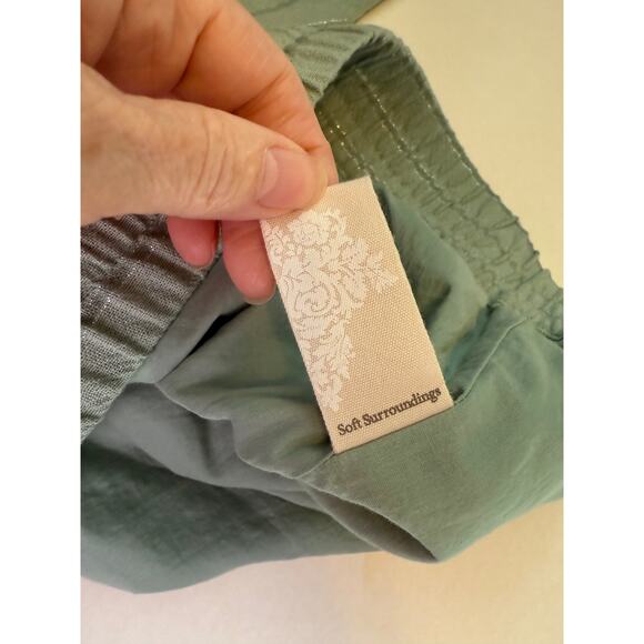 Soft Surroundings Linen Pants PM Coastal Grandma Resort Metallic Thread - Picture 5 of 11